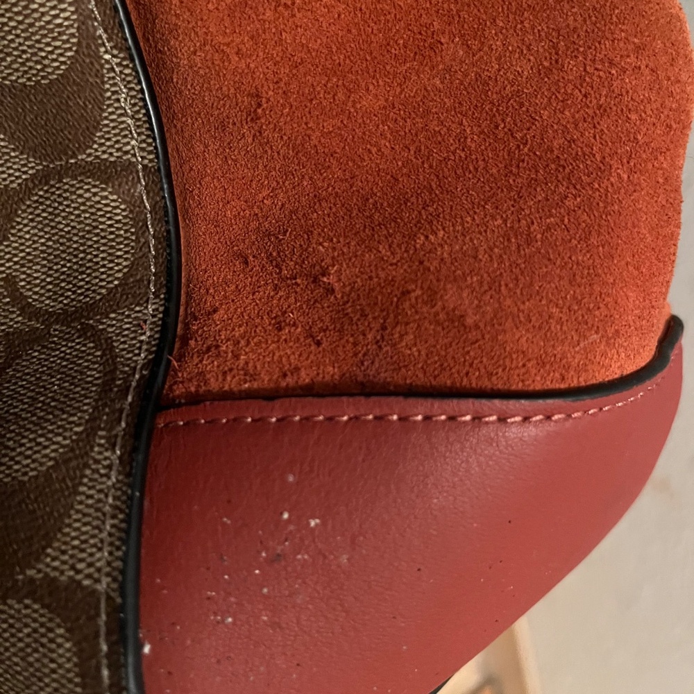 Coach Kleo Carryall jacquard logo suede purse handbag - Picture 10 of 16